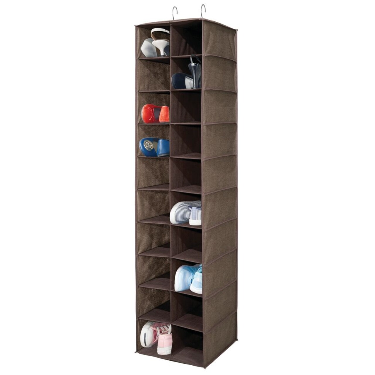 mDesign Large 20 Shelf Fabric Over Rod Closet Hanging Storage Unit